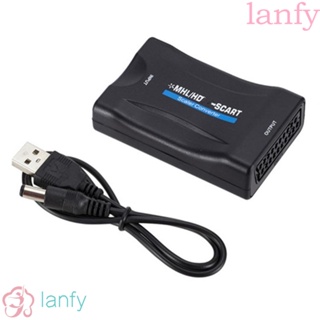 Lanfy อะแดปเตอร์แปลง HDMI เป็น SCART อินพุต HDMI เป็น SCART ปลั๊กแอนด์เพลย์ เอาท์พุต SCART วิดีโอเกมคอนโซล