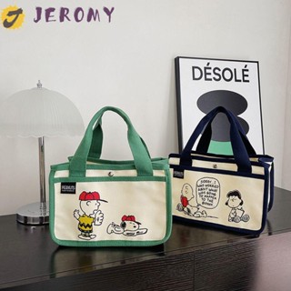 Jeromy กระเป๋าถือ กระเป๋าช้อปปิ้ง ผ้าแคนวาส ลายการ์ตูน Snoopy สําหรับใส่เครื่องสําอาง ลิปสติก