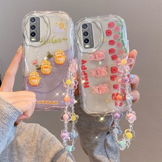 เคสโทรศัพท์มือถือ ลายการ์ตูนหยัก พร้อมสร้อยข้อมือ สําหรับ Vivo Y20 Y20i Y12A Y12S Y11S Y20A Y20S Y20G U1x