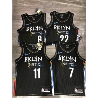 เสื้อกีฬาแขนสั้น ผ้าโพลีเอสเตอร์ 100% ลาย Brooklyn Nets City NBA 2020 สีดํา N2HU 762637