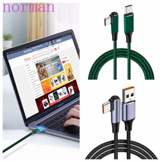 Norman สายเคเบิล USB PD ข้อศอกคู่ ชาร์จเร็ว Type C สายเคเบิลข้อมูลมือถือ ไนล่อนทอ 100W ไม่เป็นอันตรายต่อการชาร์จโทรศัพท์มือถือ