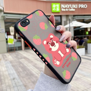 สําหรับ iPhone 6 6 Plus 6s 6s Plus เคสการ์ตูน สตรอเบอร์รี่ หมี กันกระแทก เคสโทรศัพท์แข็ง ขอบสี่เหลี่ยม รูปแบบ ซิลิโคนนิ่ม เคสป้องกัน