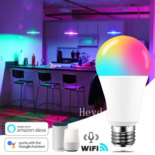 หลอดไฟอัจฉริยะ E27 LED RGB หรี่แสงได้ 85-265V RGB สีขาว สําหรับ Alexa Google Home