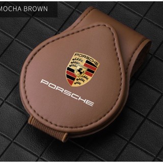 PORSCHE LOGO car sun visor card business card leather storage clip macan Cayenne Cayman taycan 718 Boxster 911 Panamera interior modified storage glasses clip sunglasses flip bracket