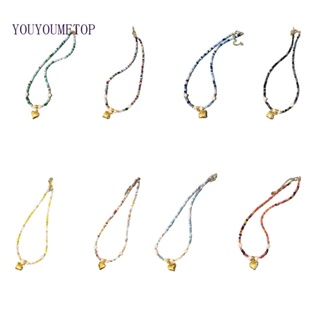 Youyo สร้อยคอโชคเกอร์ ลูกปัดเรซิ่น รูปหัวใจ สีทอง แฮนด์เมด เรียบง่าย สําหรับวันวาเลนไทน์