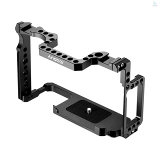 Andoer Camera Cage Aluminum Alloy with 1/4 Inch &amp; 3/8 Inch Screw Holes Dual Cold Shoe Mount Compatible with  5DS 5DR 5D Mark IV/III/II