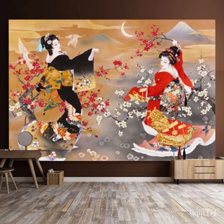 พรมสไตล์ญี่ปุ่น ญี่ปุ่น Geisha Ukiyo-e ผ้าผนัง Izakaya ตกแต่งพื้นหลังผ้าสักสตูดิโอพาร์ติชันประตูผ้าม่าน GH3Q