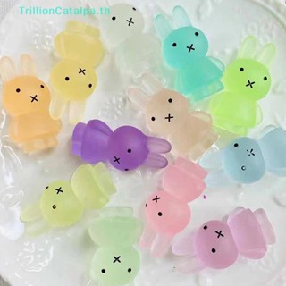 Trillioncatalpa พวงกุญแจเรซิ่น จี้รูปกระต่ายน่ารัก สามมิติ เรืองแสง DIY