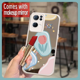 Liquid silicone dustproof Phone Case For OPPO Reno7 Pro 5G luxurious texture trend originality Heat dissipation Makeup mirror