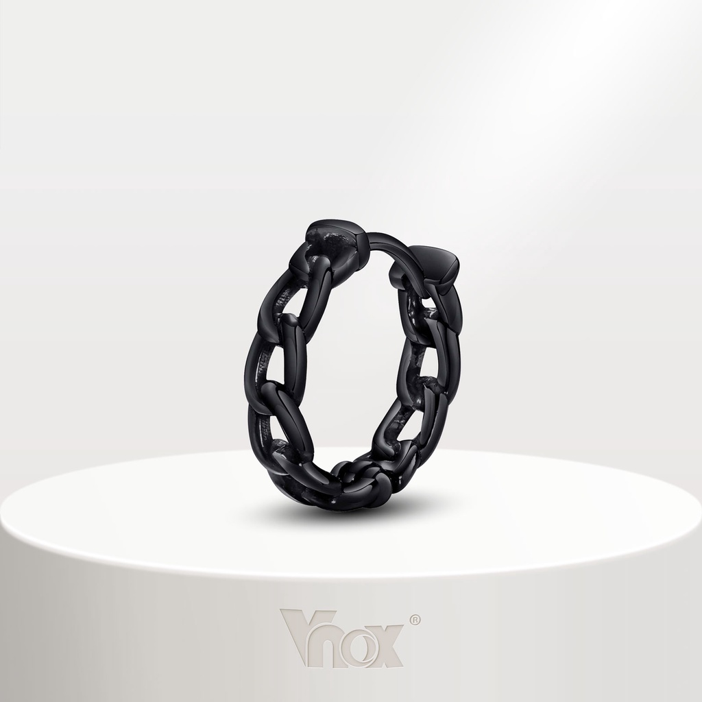 Vnox ต่างหูห่วงโซ่เกลียว สเตนเลส สีพื้น เรียบง่าย เครื่องประดับ สําหรับผู้ชาย