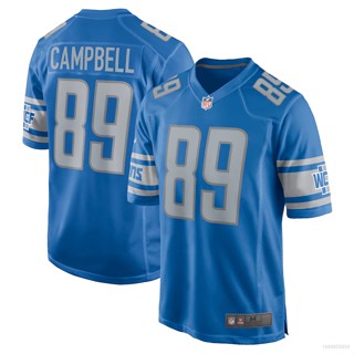 ใหม่ NFL Detroit Lion Game Jersey Dan Campbell เสื้อยืดลําลอง แขนสั้น คอกลม พิมพ์ลายฟุตบอล สีฟ้า สําหรับผู้ชาย พลัสไซซ์