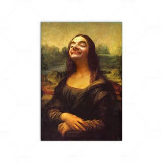 Demo โปสเตอร์ภาพวาดผ้าใบ รูป Mona Lisa Mr Bean แฟชั่น สําหรับตกแต่งผนังบ้าน ห้องนั่งเล่น