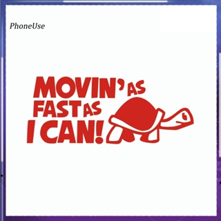 สติกเกอร์ ลายการ์ตูนสัตว์ Movinas Fast as I Can Tortoise สําหรับติดตกแต่งหน้าต่างรถยนต์