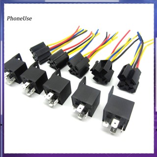 Phoneuse รีเลย์รถยนต์ DC 12V SPDT 5 Pin 5 สาย พร้อมซ็อกเก็ต 30/40 แอมป์