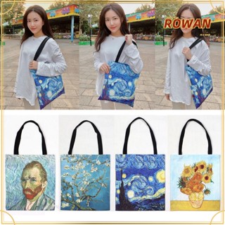 ROW Funny Canvas Shoulder Bag Women Eco Shopping Bag Tote Bag Female Van Gogh Harajuku Large-capacity Shopper Bag