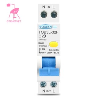 Tomzn เบรกเกอร์วงจรอัตโนมัติ 18 มม. 230V RCBO 1P+N 6KA ป้องกันการรั่วไหล