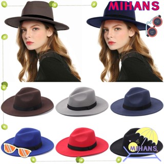 Mih Fedora หมวกปีกกว้าง หมวกคาวบอย แฟชั่นใหม่ สไตล์วินเทจ สําหรับการแสดงบนเวที เต้นรํา ปาร์ตี้