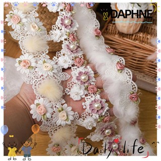 Daphne ริบบิ้นผ้าโพลีเอสเตอร์ ปักลายดอกไม้ สําหรับเย็บผ้า