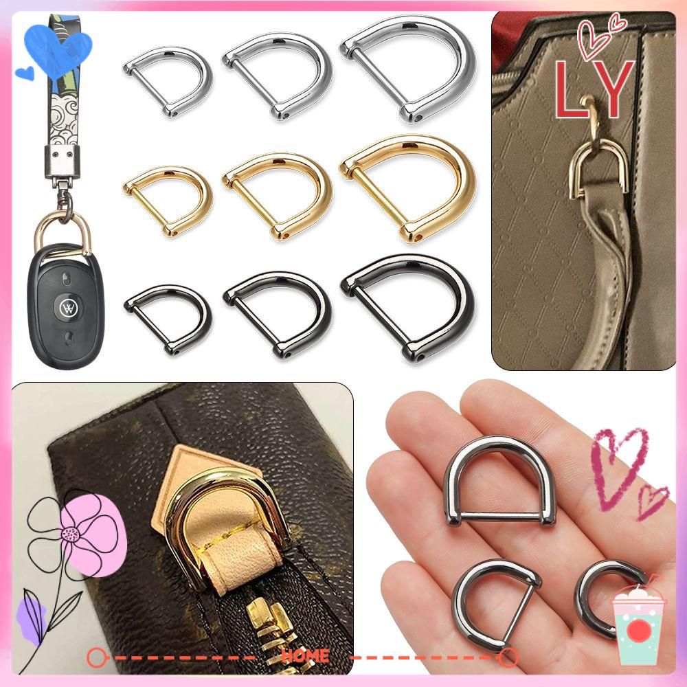 ✧LY-HOME✧ DIY Screw D Buckle Bag Strap Accessories Open Screw D Ring Buckle Detachable Belt Handle Metal Shoulder Webbing Buckle Leather Craft Clasp/Multicolor