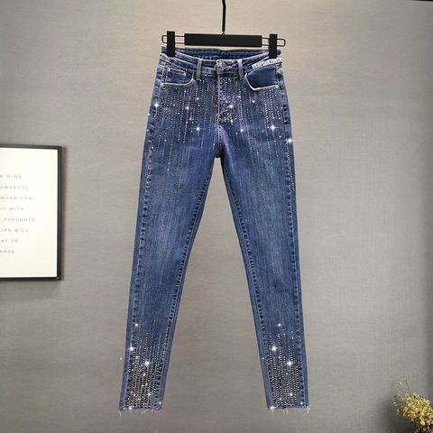 สไตล ์ ใหม ่ Pra * * กางเกงสกินนี ่ Rhinestone สุดฮอต