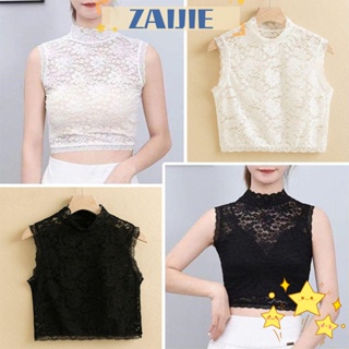 Zaijie24 เสื้อเบลาส์ คอปกปลอม ลายดอกไม้ สไตล์วินเทจ คลาสสิก ถอดออกได้