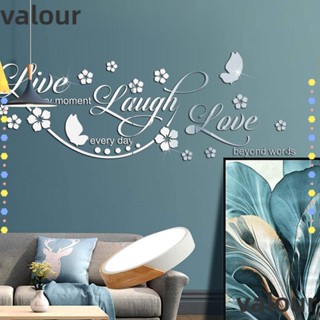 Valour สติกเกอร์กระจกอะคริลิค รูปคําคม Live Laugh Love Family 3D หลากสี ลอกออกได้ สําหรับติดตกแต่งผนังบ้าน