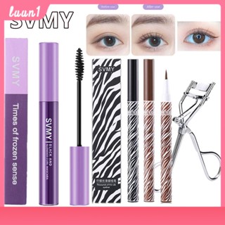 Svmy Eye Makeup Set มาสคาร่า+อายไลเนอร์แบบน้ำกันน้ำ+ที่ดัดขนตา Eye Makeup Set  3PCS All-in-one Set COD