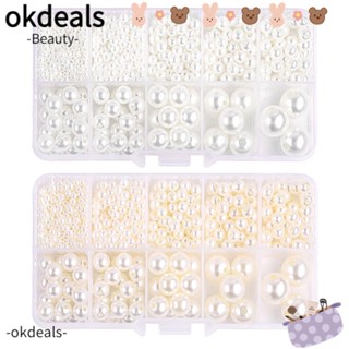 OKDEALS ลูกปัดไข่มุก สีขาว 10 มม. 8 ขนาด 4 มม. สําหรับงานฝีมือ DIY