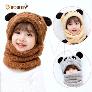 [Boys &amp; Girls Trendy Cute Warm Soft Panda Beanie Hats With Scarf ] [เด็กแฟชั่นอิดโรยทุกวันสวมหมวกกะโหลกศีรษะ]