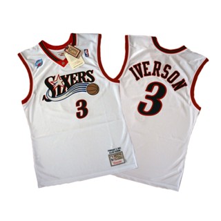 เสื้อกีฬาแขนสั้น ลายทีม Mitchell &amp; Ness Allen Iverson 2001 76ers