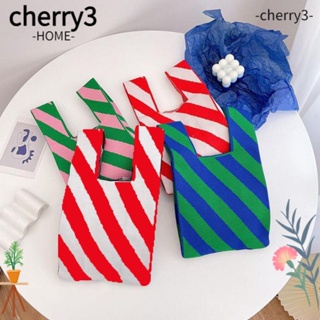 CHERRY3 กระเป๋าถือ ผ้าถัก แฮนด์เมด สําหรับผู้หญิง