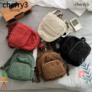 Cherry3 กระเป๋าเป้สะพายหลัง ผ้าลูกฟูก ขนาดเล็ก น้ําหนักเบา สําหรับผู้หญิง และผู้ชาย