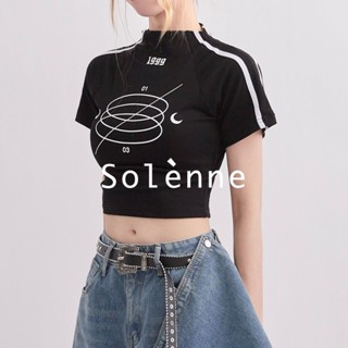 Solenne เสื้อครอป เสื้อยืดผู้หญิง ครอป baby tee สาวเรโทร 2023 NEW Style 072402