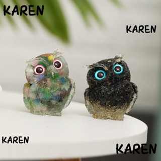 KAREN ฟิกเกอร์รูปปั้นนกฮูกธรรมชาติ ของขวัญ สําหรับตกแต่งบ้าน