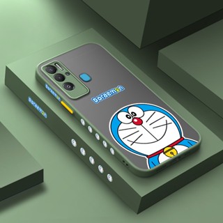 สําหรับ Tecno Pova 3 Pova Neo เคสการ์ตูน Happy Doraemon รูปแบบ บาง ด้าน สี่เหลี่ยม ขอบ การออกแบบใหม่ กันกระแทก ฝ้า ใส เคสโทรศัพท์แข็ง