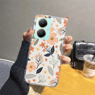 พร้อมส่ง เคสโทรศัพท์มือถือ ซิลิโคนนิ่ม ใส บางมาก กันกระแทก ลายดอกไม้ แฟชั่น สําหรับ VIVO Y27 Y27 Y36 Y78 5G 2023 Y27 4G