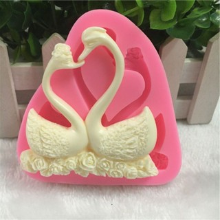 Love Swan แม่พิมพ์ซิลิโคน รูปหงส์ สําหรับทําน้ําตาล พลิกได้ เป็นคู่ Swan Swan Xq