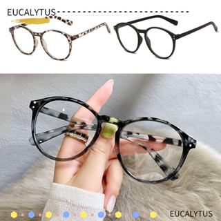 Eutus -1.0~-4.0 แว่นสายตาสั้น วินเทจ กรอบกลม ป้องกันรังสียูวี กระจกแบน แว่นตา