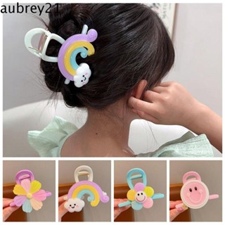 Aubrey1 กิ๊บติดผม รูปการ์ตูนเมฆ หน้ายิ้ม ดอกไม้น่ารัก ขนาดใหญ่ สีรุ้ง สําหรับงานปาร์ตี้