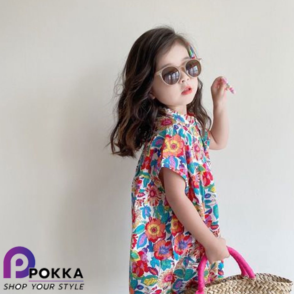 จั๊มสูทเด็กผู้หญิงน่ารักๆ ลายดอกไม้สดใส สำหรับเด็กวัยหัดเดินใส่สบาย