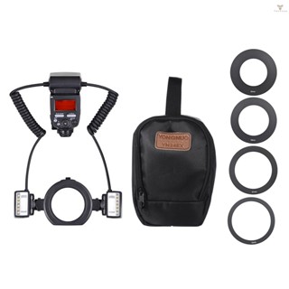 Fw E-TTL Macro Flash Speedlite 5600K with 2pcs Flash Heads and 4pcs Adapter Rings for  EOS 1Dx 5D3 6D 7D 70D 80D Cameras