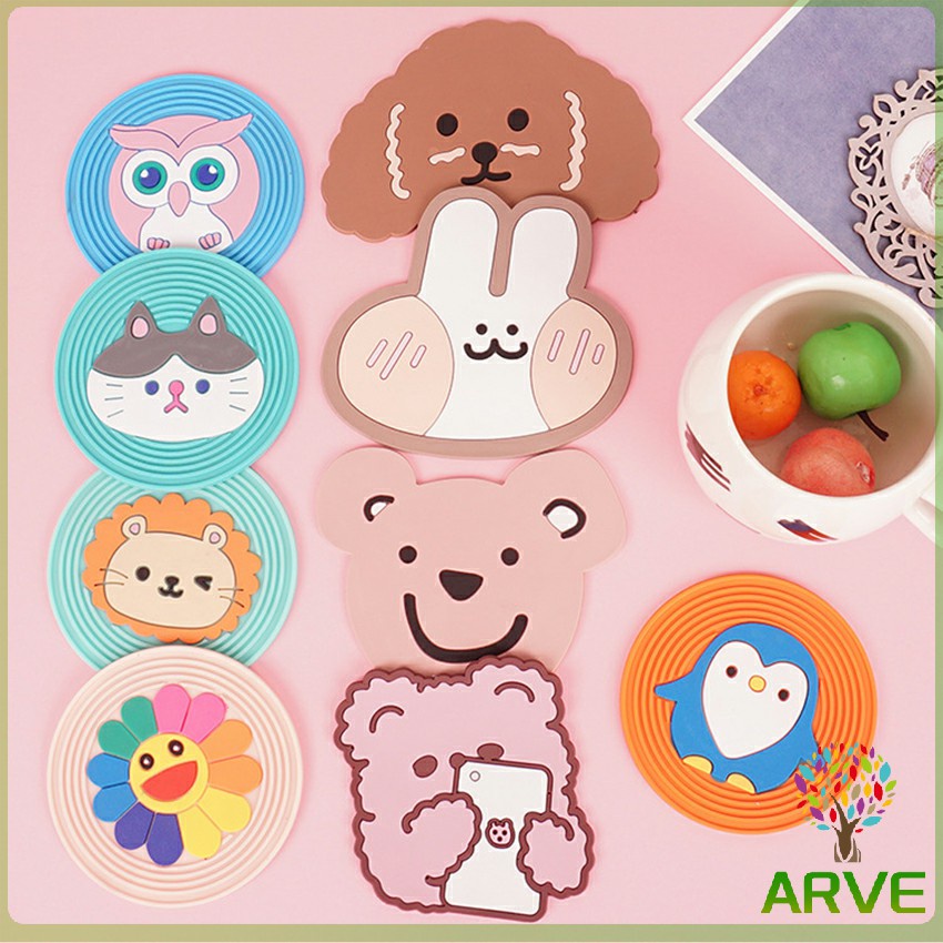 ที่รองแก้ว PVC ลายการ์ตูน วัสดุกันลื่น ​ล้างได้ ทนความร้อน Cartoon PVC Coaster