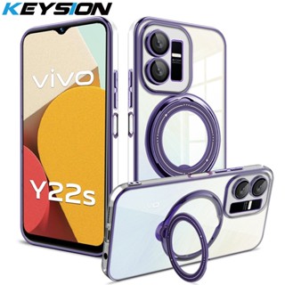 Keysion เคสโทรศัพท์มือถือ TPU แบบใส ป้องกันกล้อง พร้อมแหวนขาตั้ง สําหรับ VIVO Y02S Y11 Y12 Y15 Y16 Y17