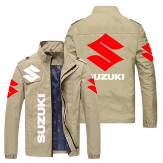 SUZUKI LOGO jacket motorcycle shop custom work clothes GSX-R600 GSX650F B-King Katana DL650 GSX-R750 K5/K6/K7/K8/K9 outdoor riding loose thin cardigan stand collar windbreaker