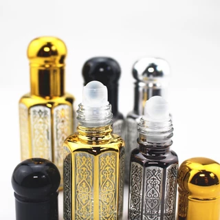 3/6/12ml น ้ ํามันหอมระเหย Roller-on ขวดน ้ ําหอมแก ้ วแปดเหลี ่ ยมแบบพกพา Travel คอนเทนเนอร ์ เครื ่ องสําอาง