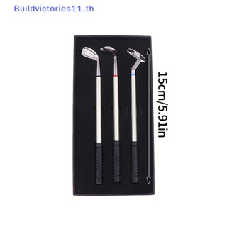 Buildvictories11 ชุดปากกาลูกกอล์ฟ 3 ด้าม สีเขียว พร้อมธง ขนาดเล็ก ของขวัญ สําหรับสํานักงาน โรงเรียน