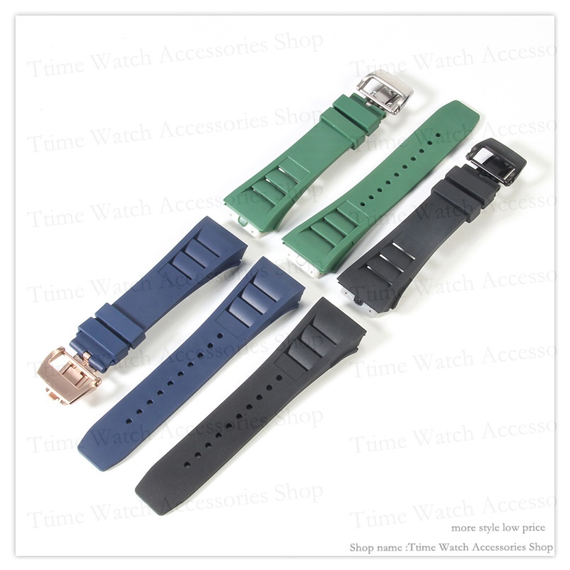 ใหม่ สายนาฬิกาข้อมือยางธรรมชาติ 25 มม. สําหรับ Richard Mille RM-11 Mille สีเขียว สีเทา สีฟ้า สีเหลือง สีส้ม