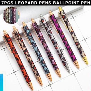 7PCS Leopard Pens Fun Ballpoint Pen Set Black Ink Novelty Pens Daily Pens Set