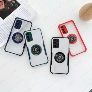 เคสโทรศัพท์อะคริลิคแข็ง แบบใส กันกระแทก พร้อมแหวนแม่เหล็ก สําหรับ Samsung Galaxy A24 A14 A34 A54 A04S A04E