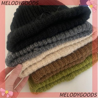 Melodg หมวกบีนนี่ถักลําลอง ให้ความอบอุ่น สีพื้น